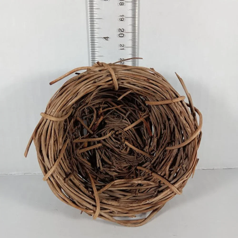 Blue Ceramic Bird in Wicker Nest - Decorative Home Accent